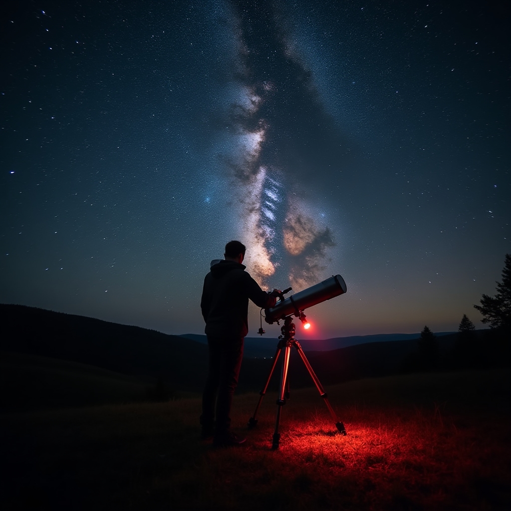Obserwacja nocnego nieba przez teleskop
